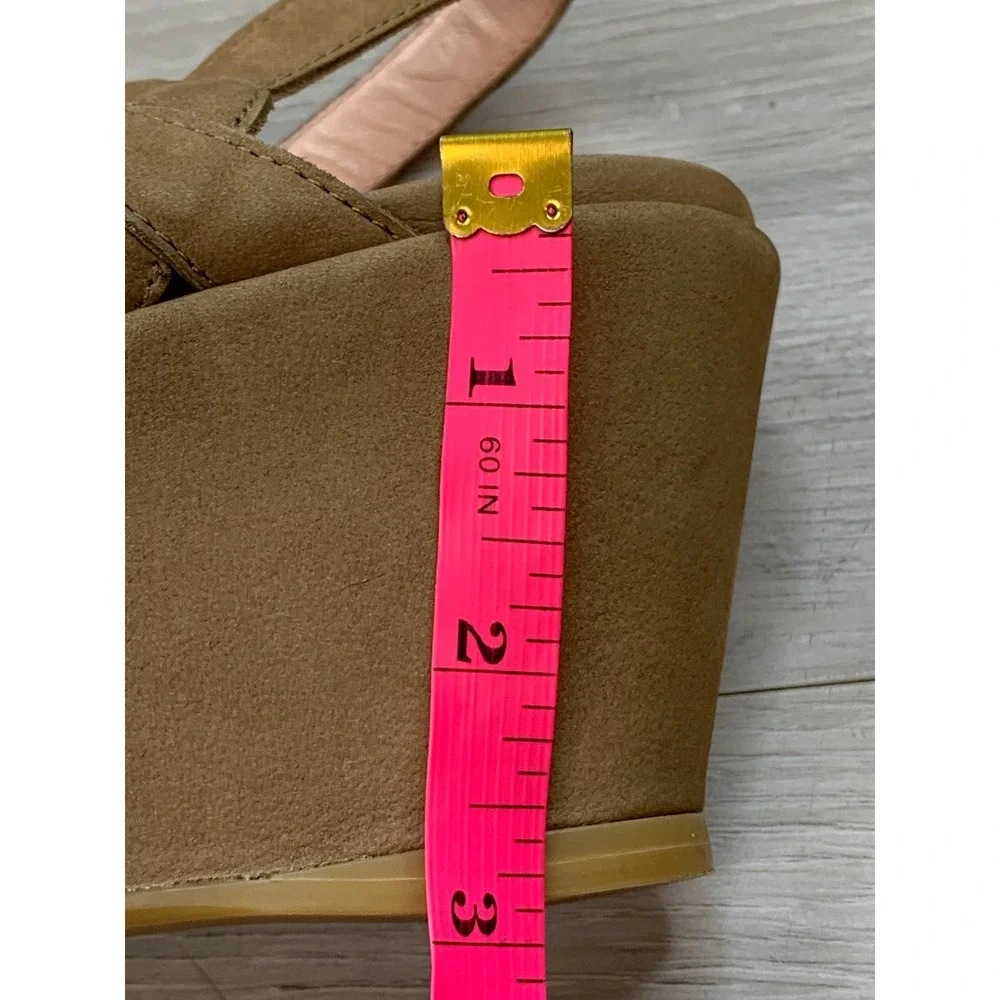 Stuart Weitzman Women's Sandals Tan Suede Platform Wedge 6 Casual Shoes